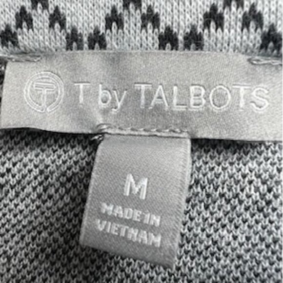 T by Talbots Womens Sweater Tops Medium Black Geometric Design Mock Neck Knit - Picture 8 of 12